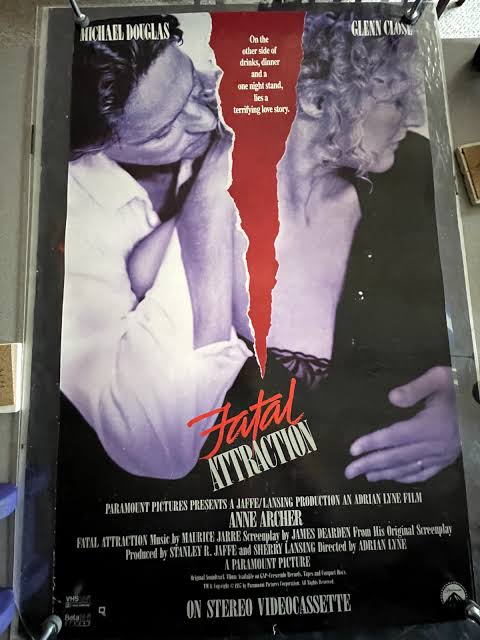 Fatal Attraction Movie Poster 23x37 S/S Michael Douglas Glenn Close | eBay