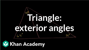 The measures of two angles are given and the third angle measurement is unknown. Triangle Exterior Angle Example Video Khan Academy