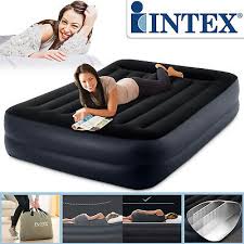 Beflockte luftmatratze luftbett komfortables reisebett aufblasbare luft matratze. Intex Luftbett Mit Pumpe Gastebett Bett Matratze Luftmatratze Selbstaufblasend Ebay