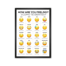 One of these items ships sooner than the other. Amazon Com How Are You Feeling Poster Emoji Feelings Bilingual English Spanish Therapy Chart 11x17 16x20 18x24 24x36 Sentimientos Espanol Y Ingles Counseling School Posters Handmade