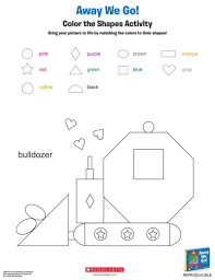 Print a set of shapes flashcards, or print some for you to colour in and write the words! Away We Go Color The Shapes Activity Worksheets Printables Scholastic Parents