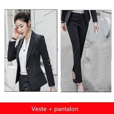 Voir plus d'idées sur le thème costume femme, pantalon costume femme, tailleur pantalon femme. Veste Pantalon Costume Femme De Marque Costume De Mode A Rayures Coreens Costume De Travail Automne Et Hiver Ensemble De Noir Achat Vente Costume Tailleur Soldes Sur Cdiscount