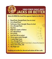 Charts Free Video Poker Cheat Sheets Lucky Lady Games Video Poker Poker Cheat Sheet Poker