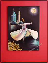Yagliboya Semazen Tablosu Mevlana Hz Turbesi Konya 50x70 Cm Siyah Tuval Oilpaiting Sufi Art Sumeyye Karakulah Cizim Soyut Sanat Suluboya Resimler