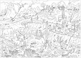 More than 600 free online coloring pages for kids: Prehistory A Complex Coloring Page Where Is Waldo Stylefrom The Gallery Landscapesartist Fr Landscape Coloring Pages Coloring Pages Famous Painting