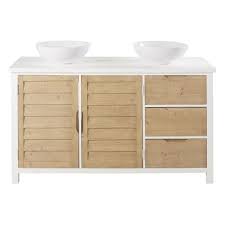 Maybe you would like to learn more about one of these? Meuble Double Vasque 2 Portes 2 Tiroirs En Epicea Esterel Maisons Du Monde