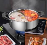 Hot Pot with Divider Stainless Steel Shabu Shabu Pot for Induction Cooktop  Gas Stove 11'' Suitable for 2-3 Person (11 inch)