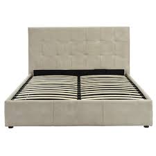 Square tufted headboard with stitching detail. Extara Queen Hydraulic Lift Platform Storage Bed Overstock 22158658