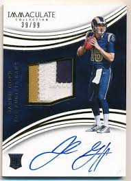 Jared Goff 2016 Immaculate Collection Rc Autograph 3 Color Patch Auto 99 250 Football Cards Jared Goff Football