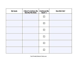 goal chart printables template for 2nd 8th grade