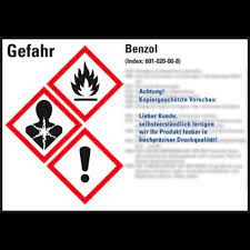 Diese prüfmethode umfasst die bestimmung des erstarrungspunktes von benzol. Ghs Etikett Benzol Selbstklebend 105x148mm 4 Bogen Hein Eu