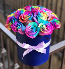 * free delivery available on flying flowers items. Small Rainbow Rose Box By Boxed Flowers And Sweets
