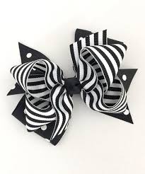 Black And White Striped Ribbon Bow This Black White Stripe Bow Clip Is Perfect Zulilyfinds Hair Things Bows Hair Bows Black White Stripes