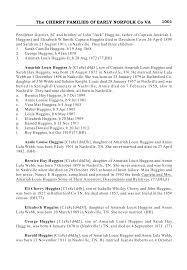 The CHERRY FAMILIES Of EARLY NORFOLK Co VA
