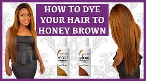 The purple dye helps get rid of the yellow and brassy tones of your hair. How To Dye Your Hair Wig Weave Honey Brown Using Adore Ombre Colour Youtube