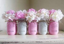Painted Mason Jar Centerpiece Chic Baby Shower Girl Baby Shower Decorations Pink Baby Shower