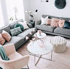 This lovely vancouver living room layered in blues and brass, designed by gillian segal. How To Decorate A Grey And Blush Pink Living Room Decoholic