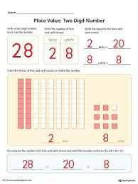 Place Value Two Digit Number Worksheet Color Place Values Number Worksheets Place Value Worksheets