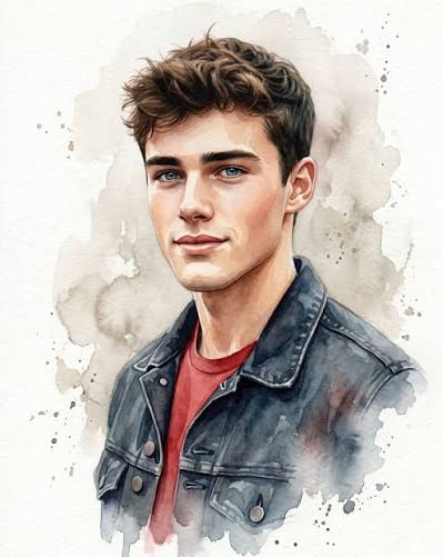 Classic Watercolor Male Portrait