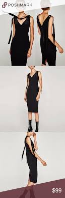 Zara Fitted V Neck Dress W Bows Shimmer Detail V Neck Dress Fashion Zara