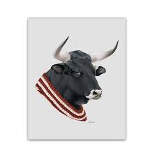 Bull Art Print Bull Art Cow Illustration Animal Portraits Art