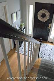 How To Paint Oak Banisters Glossy Black Black Stair Railing Oak Banister Painted Stair Railings
