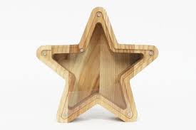 Star Shaped Piggy Bank Money Bank For Kids Challenge Coin Etsy Challenge Coin Display Wooden Money Personalized Piggy Bank