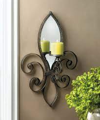 Forged iron sconce, antique bronze finish. Fleur De Lis Mirrored Wall Sconce Gema And Company