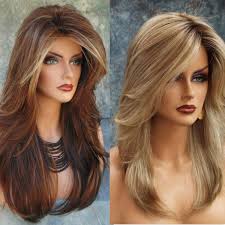 Maybe you would like to learn more about one of these? Long Side Bangs Blonde Brown Hair Layered Natural Straight Mix Color Synthetic Wigs Wish