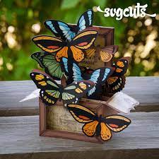 Butterflies Box Card 2 99 Svg Files For Cricut Silhouette Sizzix And Sure Cuts A Lot Svgcuts Com