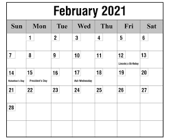 Download your free 2021 printable calendar. Printable February 2021 Calendar Excel Excel Calendar Blank Monthly Calendar Template Printable Calendar Template