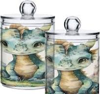 Cartoon Green Dinosaur 4PC Airtight Transparent Plastic Storage Jar Glass  Food Storage Container Glass, Can Store Candy, Salt, Coffee Beans, With  lid, ...