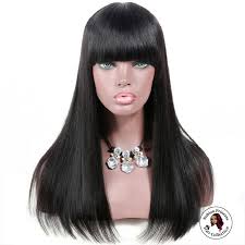 Short bob wigs with bangs brazilian straight human hair wigs none lace front wigs human hair 130% density machine made bob wigs for black women natural color (12 inch) 12 inch. Real Hair Wigs With Fringe Pasteurinstituteindia Com