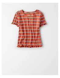 Ae Ribbed Crew Neck Baby Tee Orange American Eagle Outfitters American Eagle Shirts Clothes Cute Shirts
