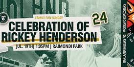 Celebration of Rickey Henderson with the Oakland...
