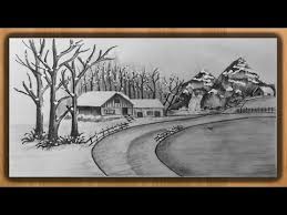 Draw them with the 2b pencil, and don't try to include any details—they can be just a bunch of short lines. How To Draw Beautiful Winter Scenery Snow Falling Scenery Drawing Pencil Sketching Tutorial Art Youtube