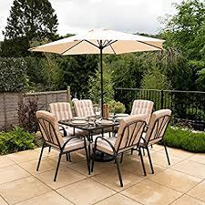 Outdoor garden dining furniture uk. Hectare Hadleigh Garden Outdoor Patio Table Chair Parasol Dining Furniture Set 6 Seater Beige Amazon Co Uk Garden Outdoors