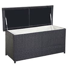 Mendler Coffre A Coussins En Poly Rotin Hwc D43 Coffre De Jardin 290 L Noir Coffre De Jardin Mobilier Jardin Et Tables De Buffet