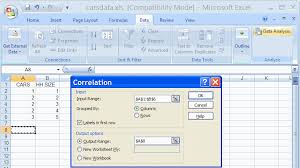 Excel 2007 Two Variable Correlation Excel Microsoft Excel Variables