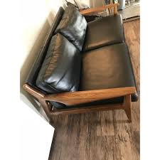 Our stylish, streamlined elm loveseat is yours to lounge and gather on. Modern West Elm Mathias Mid Century Style Wood Frame Leather Loveseat Chairish