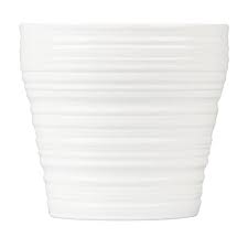 Mainstays Pottery 8 White Stripe Ceramic Planter Walmart Com In 2020 Ceramic Planters White Flower Pot Planters