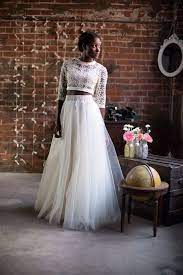 The Latest Wedding Trend 44 Crop Top Bridal Outfits Bridal Outfits Two Piece Wedding Dress Bridal Skirts
