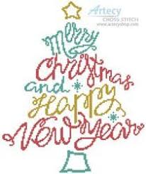 Merry Christmas And Happy New Year Cross Stitch Chart