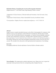 PDF) Behind the Illusion: Unmasking the Coercion in Pornography Production