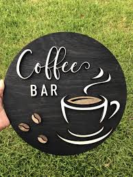 Coffee Bar 3d Round Sign Coffee Rustic Wood Sign Kitchen Etsy Coffee Wood Signs Coffee Decor Kitchen Rustic Wood Signs Kitchen