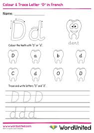Colour Trace Letter D In French Wordunited Kids Handwriting Practice Kids Handwriting Alphabet Writing