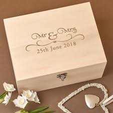 Personalised Wedding Memory Keepsake Box Engraved Wooden Box With Hinged Lid Mr Mrs Scroll Des Wooden Memory Box Keepsake Boxes Memorial Keepsakes