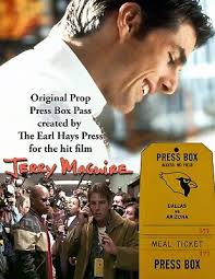 Tom Cruise Jerry Maguire Original Prop Press Box Pass