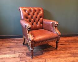 Antique Leather Chesterfield Chair With Lion Head Arms Etsy Vintage Leather Chairs Leather Chesterfield Chair Stylish Chairs