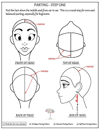 Pictorial On Parting The Hair To Create A Balanced And Full Set Of Box Braids And Individual Double Twists Parting Hair Natural Hair Styles Box Braids Tutorial
